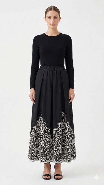 Abstract Border Skirt